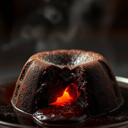 A decadent chocolate lava cake with a molten chocolate center.
