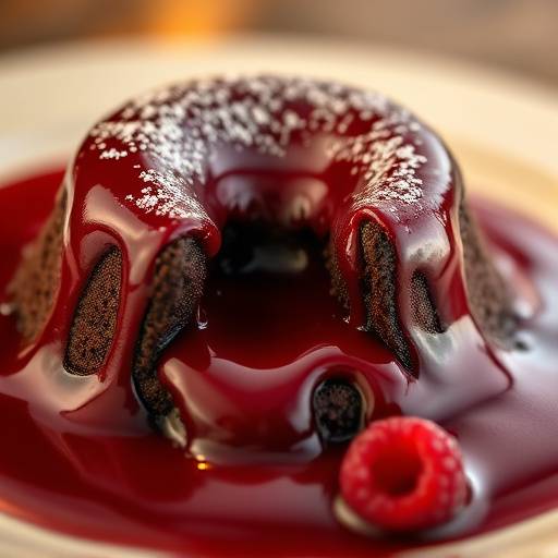 Chocolate Lava Cake with Raspberry Coulis